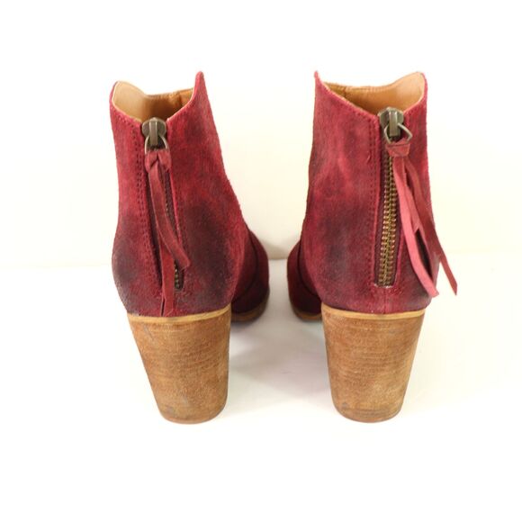 BP Burgundy distressed look Suede Leather Booties size 10 - Picture 5 of 8
